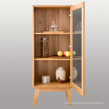 Cabinet de rangement classique en bois avec porte en verre